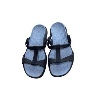 Crocs Womens Blue Cleo III 3 Strap Slide Sandals Size 7 Open Toe RARE FIND